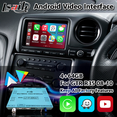Интерфейс беспроводного Carplay андроида Lsailt видео- для Nissan GTR R35 GT-r JDM 2008-2010