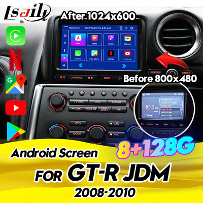 Автомобильный мультимедийный экран для Nissan GT-R R35 2008-2010 JDM Модель оборудована беспроводным CarPlay, Android Auto, 8+128GB