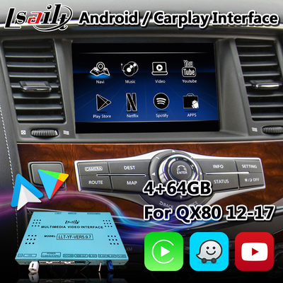Интерфейс навигации мультимедиа андроида для Infiniti QX80 с беспроводным андроидом автоматическим Carplay