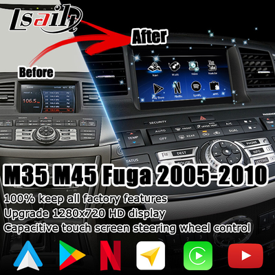 Infiniti M35 M45 Nissan Fuga HD обновление сенсорного экрана с несколькими пальцами carplay android auto video interface