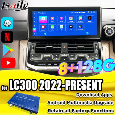 Lsailt OEM Android Модуль обновления для Land Cruiser 300 2022-Настоящее время Android интерфейс интеграции YouTube, Waze, Play Store