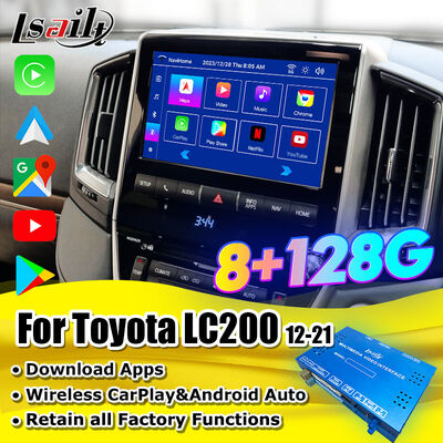 Android 13 Мультимедийный видеоинтерфейс для Land Cruiser LC200 VXR VX GXL Sahara V8 2013-2021 OEM Обновление экрана с беспроводным CarPlay,YouTube
