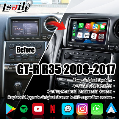 Экран мультимедиа автомобиля Lsailt для GT-r GTR R35 с 4+64GB беспроводным CarPlay, дисплеем подъема