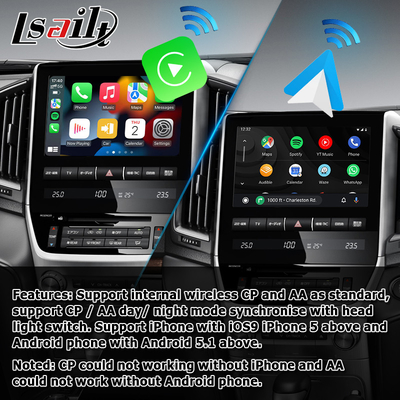 Мультимедиа беспроводного carplay андроида стиля OEM крейсера LC200 земли Тойота автоматические взаимодействуют подъем