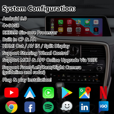 Lsailt Android Carplay интерфейс для Lexus RX 450h 200T 350 450L 350L 300 F Sport 2016-2019