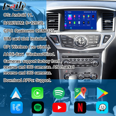 Lsailt 8GB Android мультимедийный интерфейс для Nissan Pathfinder R52 2018-Patrol Carplay Android Авто беспроводный модуль