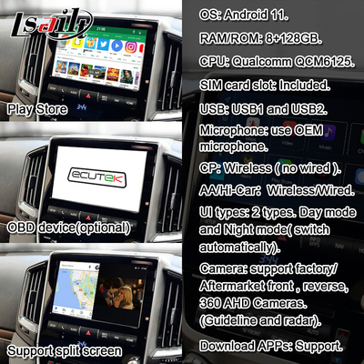 8+128GB Qualcomm Android Мультимедийный видеоинтерфейс для Land Cruiser 2013-2021 LC200, VX_R, GX_R с беспроводным CarPlay