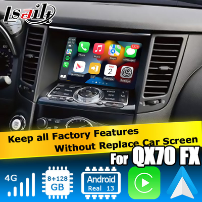Поддержка интерфейса Android 13 Navigation Car Video Waze / Youtube для Infiniti QX70 / FX50 FX35 FX37