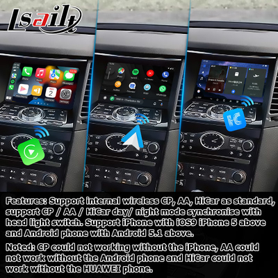 Поддержка интерфейса Android 13 Navigation Car Video Waze / Youtube для Infiniti QX70 / FX50 FX35 FX37