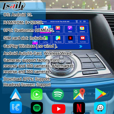 Nissan Multmedia Interface для Teana J32 Murano Quest Patrol Android 13 Инфоразвлекательный модуль с NetFlix, YouTube
