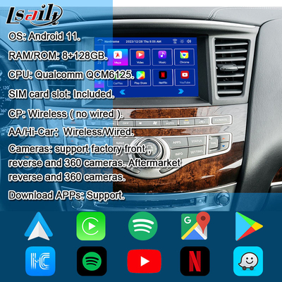 Lsailt 8G Android мультимедийный интерфейс для Infiniti QX60 JX35 2011-2020 Интегрированный беспроводный CarPlay, Android Auto