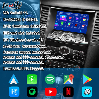 Lsailt 8G Android мультимедийный интерфейс для Infiniti QX70 FX35 FX37 2008-2017 интегрированный беспроводной CarPlay, Android Auto