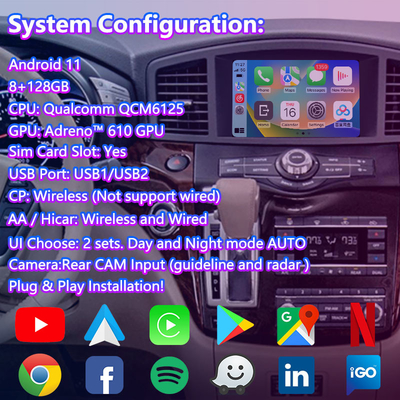 Lsailt 8 дюймовый Android мультимедийный интерфейс Carplay для 2011-2017 Nissan Quest E52