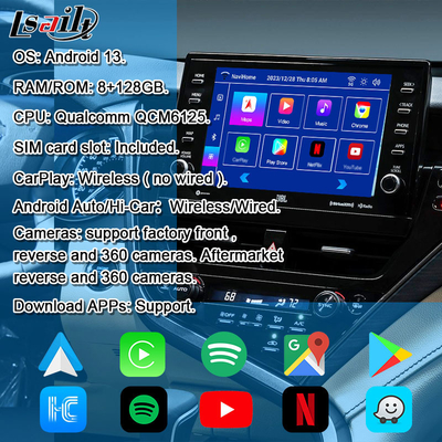 Lsailt 8G Wireless CarPlay Android Infotainment Module для Toyota Camry TOUCH3 2018-2021 Sienna Поддержка YouTube, NetFlix, 360 камер