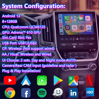 Lsailt Android Мультимедийный видеоинтерфейс для Toyota Land Cruiser 200 LC200 VX VXR VX-R 2016-2021