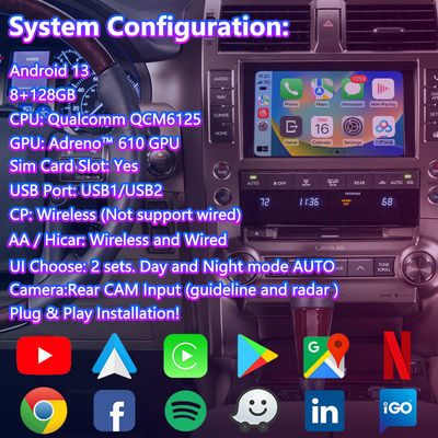 Lsailt Android Мультимедийный видеоинтерфейс для 2013-2021 Lexus GX 460 GX460