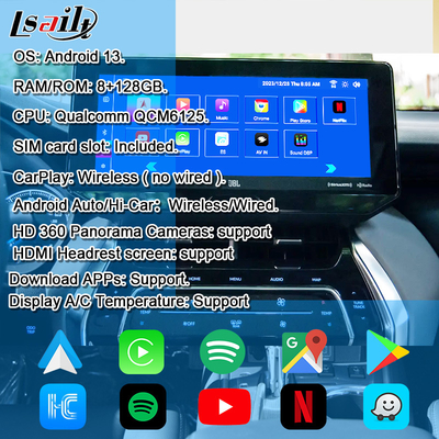 Lsailt OEM Android Модуль обновления для Harrier Venza Toyota 2022-12.3 дюймов Android Мультимедийный интерфейс с YouTube, NetFlix