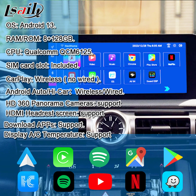 Lexus Android Screen 10,25 дюйма Qualcomm 8 Core GPS навигация CarPlay Дисплей для Lexus IS300 IS250 IS350 2020-2023
