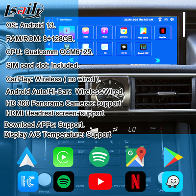 Lexus Android Screen Android 13 Multimedia Display 8 Core Qulcomm для LEXUS IS200T IS300H IS350 Поддержка управления джойстиком, YouTube, Google Play, CarPlay