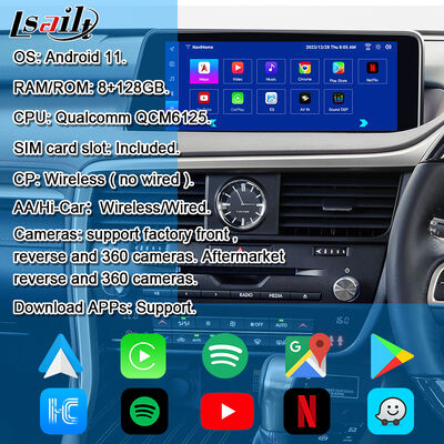 Модуль обновления OEM Android для Lexus RX450h, RX350 RX270 2016-2021 Интеграция беспроводного CarPlay, Android Auto, YouTube, Netflix