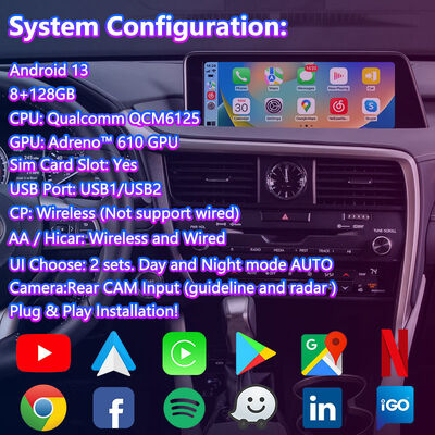 Lsailt Android Carplay Lexus Видеоинтерфейс для 2016-2019 RX 350 RX450h RX200t RX350L RX450L RX300 RX350
