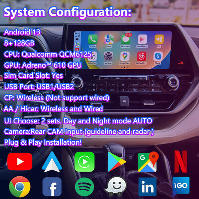 Lsailt Android Автомобильная навигационная мультимедийная видеоинтерфейс для Toyota Highlander 2020-настоящее время