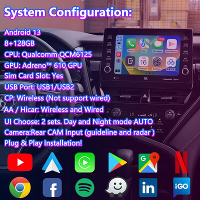 Lsailt Android Carplay Навигационный Видеоинтерфейс для Toyota Camry Hybrid XSE XLE SL SE XV70 2021-2024