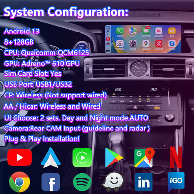 Lsailt 10,25 дюймовый Android Carplay мультимедийный экран для 2013-2020 Lexus IS Knob IS250 IS200t IS300 IS300h IS350