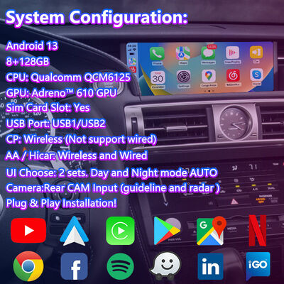 Lsailt Android Carplay Мультимедийный экран для 2013-2020 Lexus IS 250 IS200T IS300 IS350 IS300h IS250