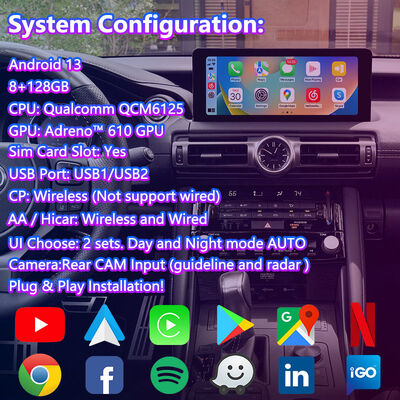 Lsailt Android Carplay Мультимедийный интерфейс для 2020-Present Lexus IS 300h IS300 IS350 IS500 IS300h
