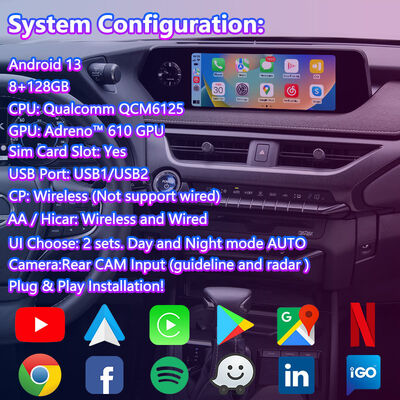 Lsailt Android Carplay мультимедийный экран для 2018-2021 Lexus UX 300e UX200 UX250h UX300e