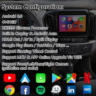 Интерфейс Android CarPlay для Chevrolet Traverse с GPS-навигацией